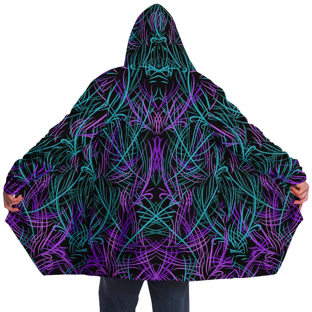 Electric Trip Psychedelic Rave Cloak Trippy Purple Pattern, Warm Cozy ...