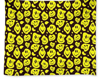 Melting Smiley Faces Drip Wall Tapestry Stoner Dorm Room Etsy India