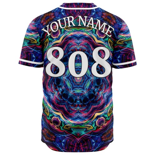 Trippy Fractal Festival Jersey - Custom Rave Baseball Jersey, Festival Fashion, Rave Outfit, Ravewear Fashion, Techno EDM Fashion