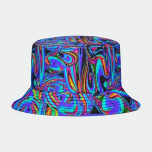 Crazy Electro Trip Festival Bucket Hat - Rave Accessory, Psychedelic Trippy  Vibrant Print, EDM Outfit Headwear, Outdoor Summer Party Hats