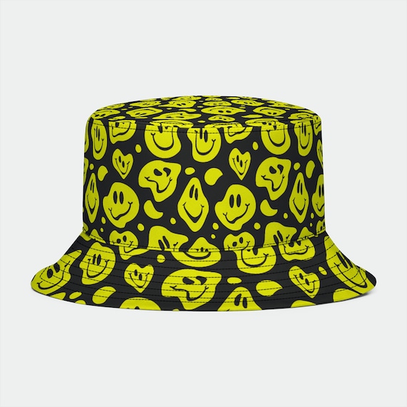 Rave Bucket Hat Drippy Smiley Faces Bucket Hat EDM Music Festival, Rave  Outdoor Party Hat, Summer Hat, Acid House, Have A Nice Trip 