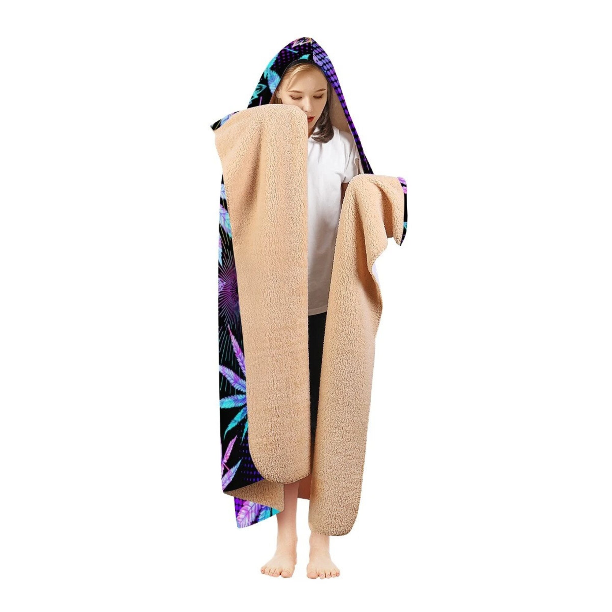 Trippy Cannabis Hooded Blanket