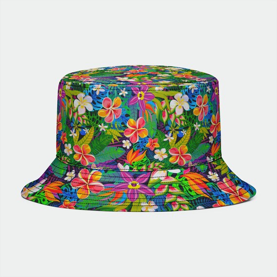 Tropical Floral Bucket Hat Hawaiian 