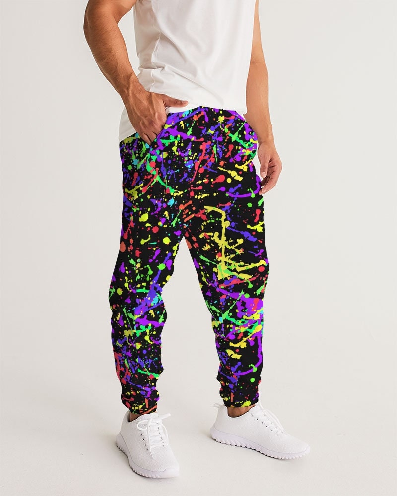 Trippy Paint Splatter Men's Track Pants Colorful Rave Clothing