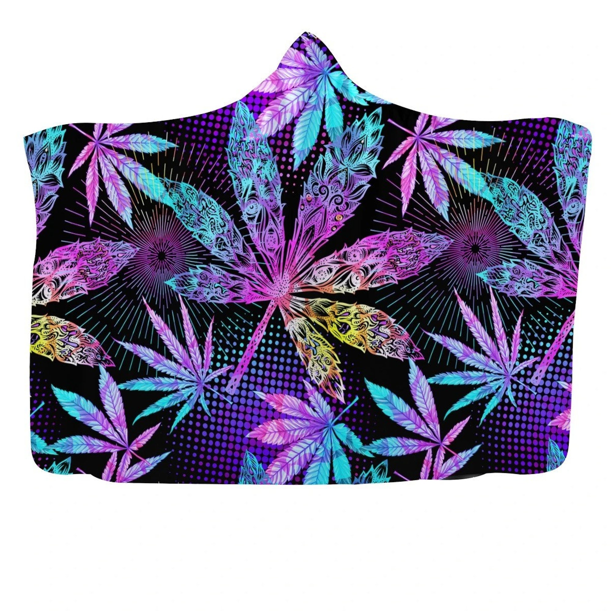 Trippy Cannabis Hooded Blanket