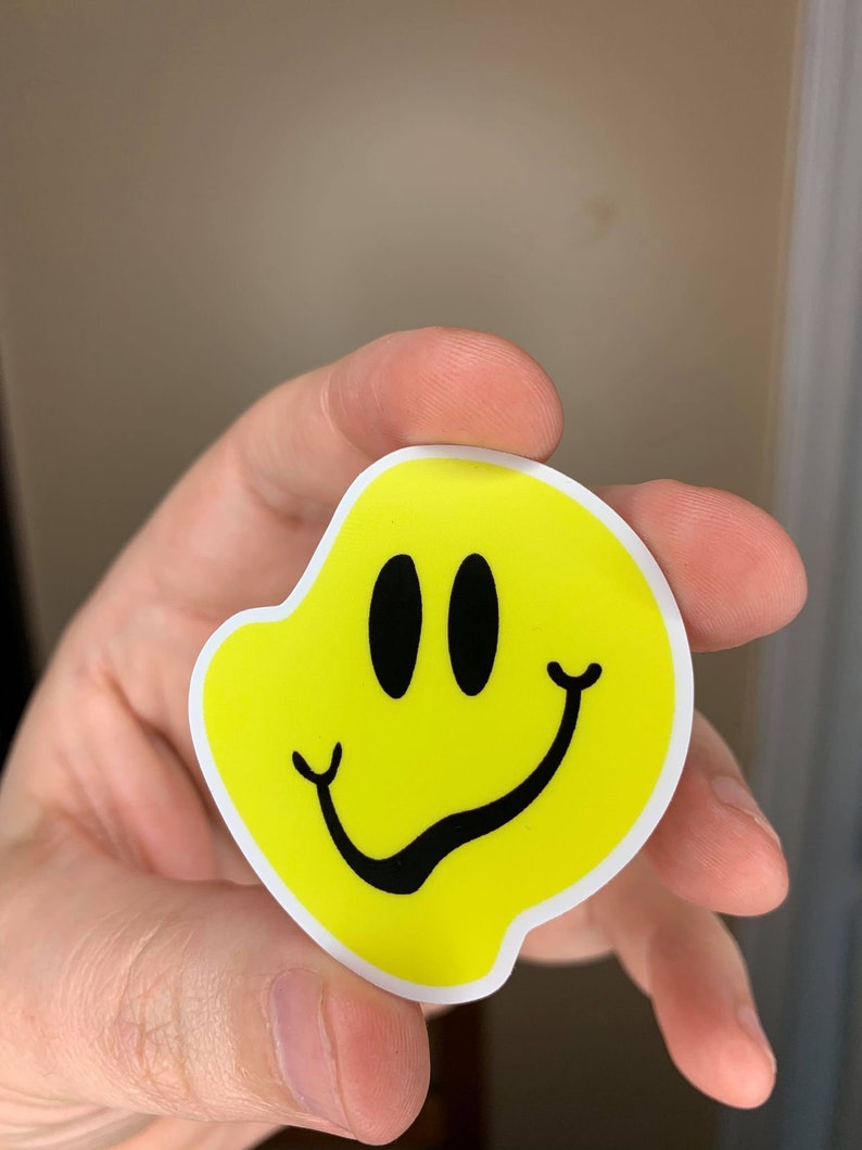 Happy Face Sticker Trippy Emoji Distorted Melting Face Etsy