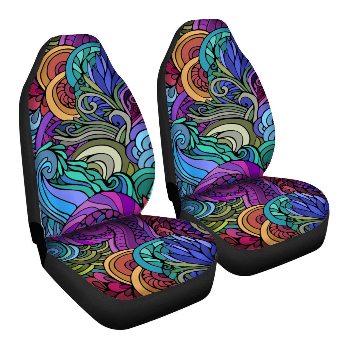 70s Hippie Doodle Car Seat Covers Groovy Colorful Seat Etsy UK