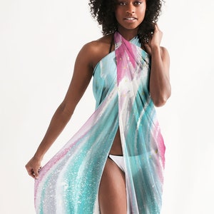Liquid Unicorn Marble Swim Cover Up - Colorful Sarong Wrap, Lightweight Beach Pareo Cover Up, Pool Coverup, Flowy Vacation Swimwear
