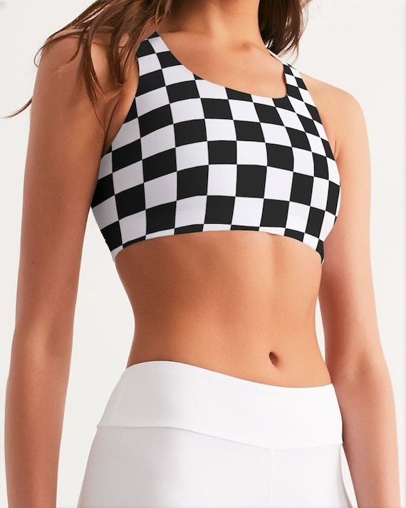 Rave Top, Checkered Black White Women's Seamless Sports Bra Raver Outfit,  Ravewear, Techno Bra Top, EDM Festival Fashion, Rave Bralette -  Canada