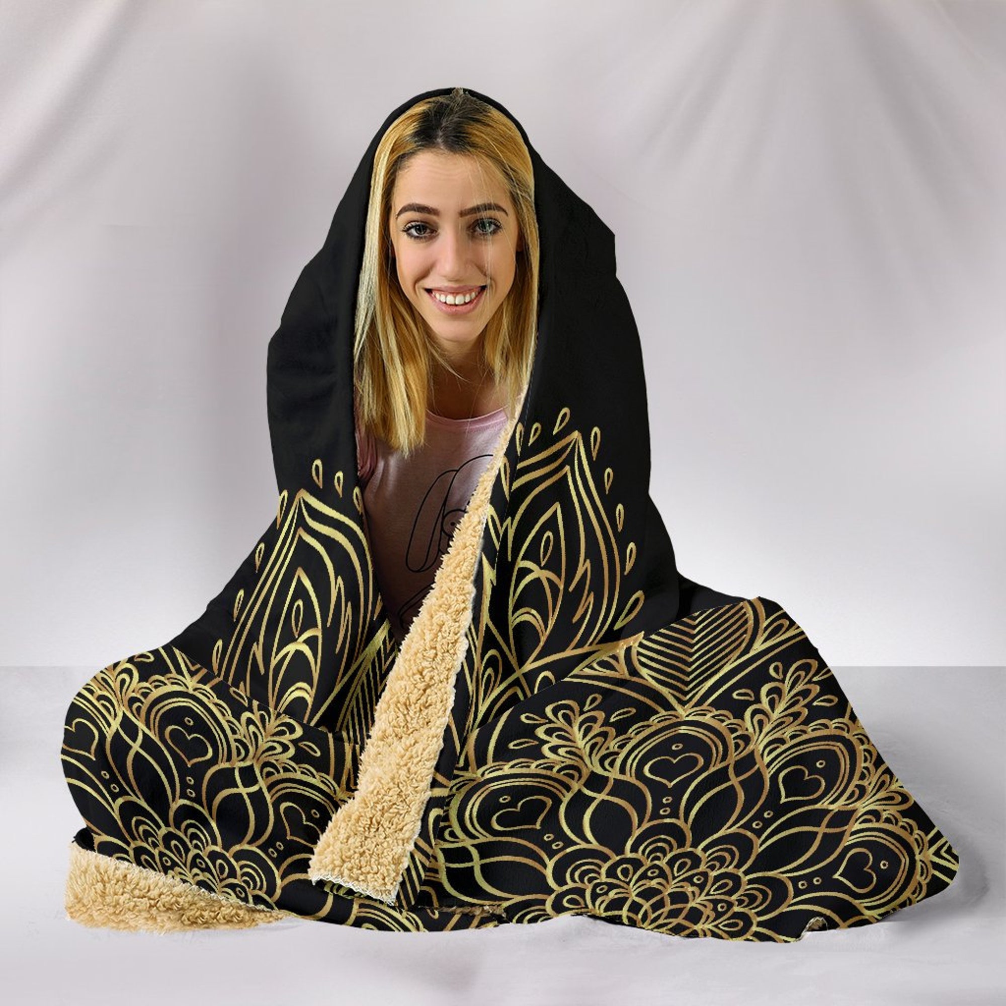 Seven Golden Chakras Mandala Hooded Blanket