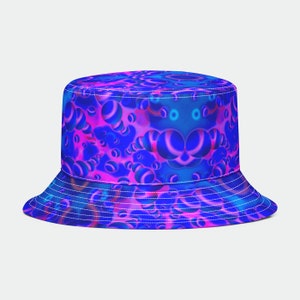 Rave Bucket Hat - Mystery Visions Bucket Hat, Trippy EDM Festival Hat, Psychedelic Beach Party Hat, Summer Hat, Have A Nice Trip Headwear