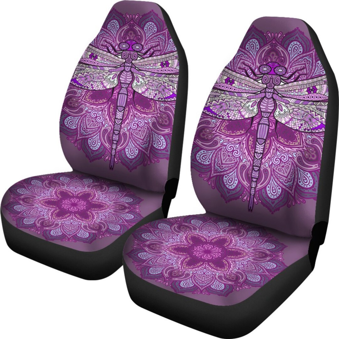 Purple Mandala Dragonfly Car Seat Covers Beautiful Mandala Dragonflies