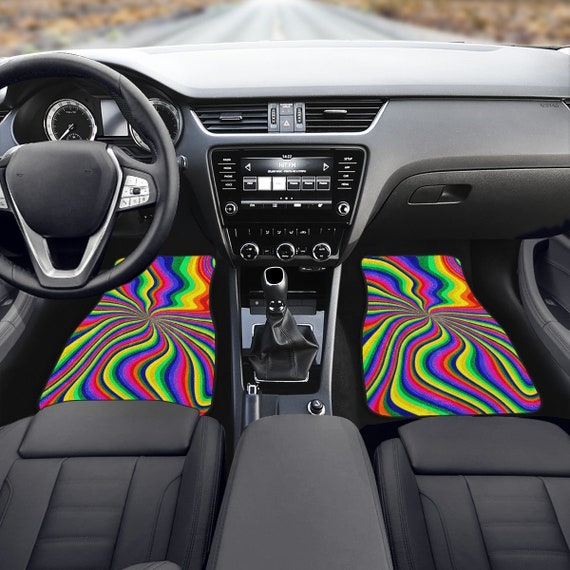 Buy Neon Pour Rainbow Swirl Car Floor Mats Psychedelic Colorful