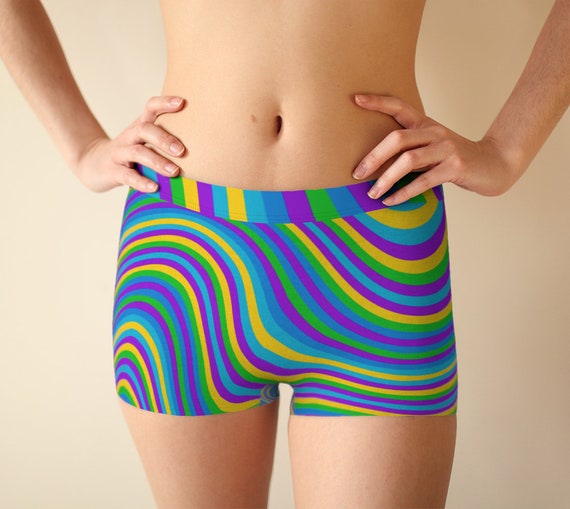 Groovy Vibes Boy Short Undies Hippie Briefs Women, Soft Striped Tomboy  Underwear, Cute Funky Stripy Quirky Rave Bottoms, Festival Fashion 