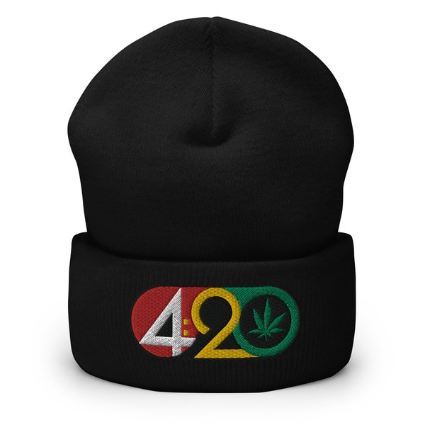420 Cuffed Beanie - Gift For Stoner, Weed Dispensary, THC Cannabis Smoker, Jamaican Rastafarian, Maryjane Legalize, Winter Skater Beanie