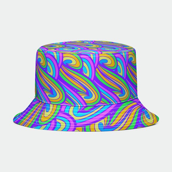 Psychedelia Wavy Drip Bucket Hat Colorful Trippy EDM Etsy