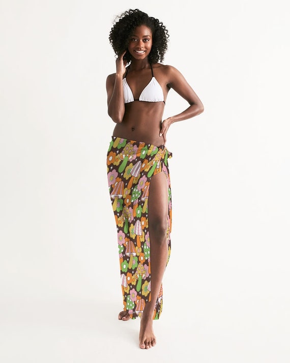 Retro Hippie Mushrooms Swim Cover up 