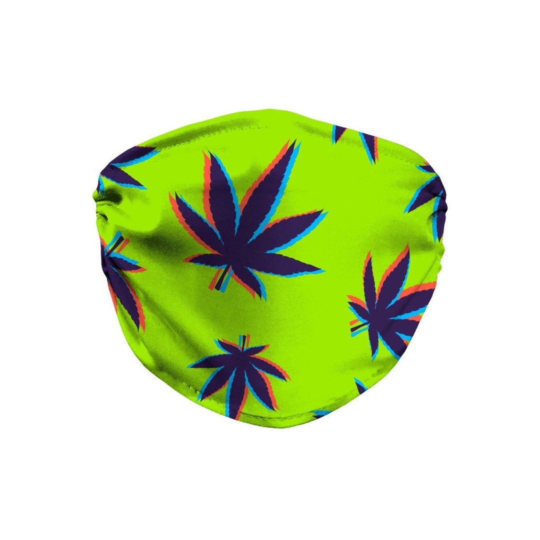 Trippy Weed Face Mask Filter Cannabis Pattern Face Cover, Weed Mask