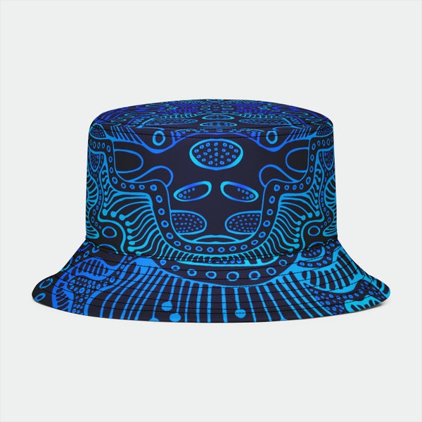 Rave Bucket Hat - Electric Blue Bucket Hat - Psytrance EDM Festival Accessory, Music Festival, Beach Summer Party Hat, Trance Dance Wear