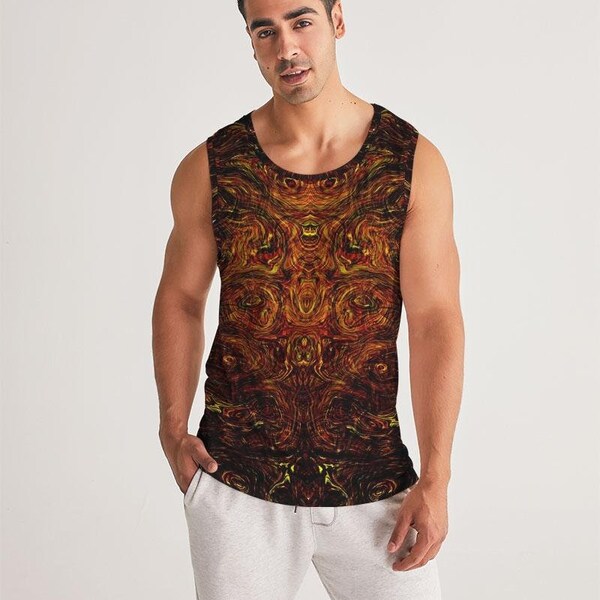 Psy Trance Tanktop - Shamal Fantasy DMT Herren Sport Tank - Tribal Kleidung, Festival Fashion, Goa Tank Top, Rave Männer, Streetwear