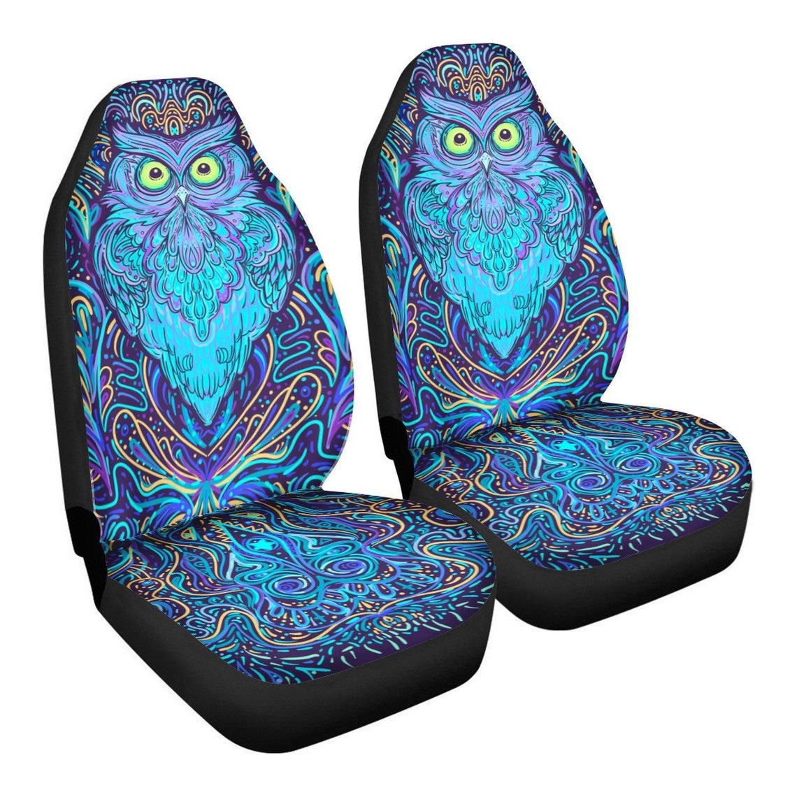 Psychedelic Owl Car Seat Covers Vibrant Trippy Colorful Owl Etsy