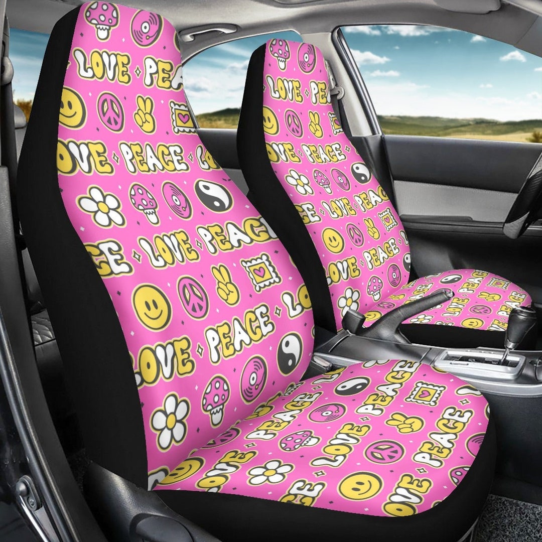 Hippie Peace Print Pet Car Seat Cover