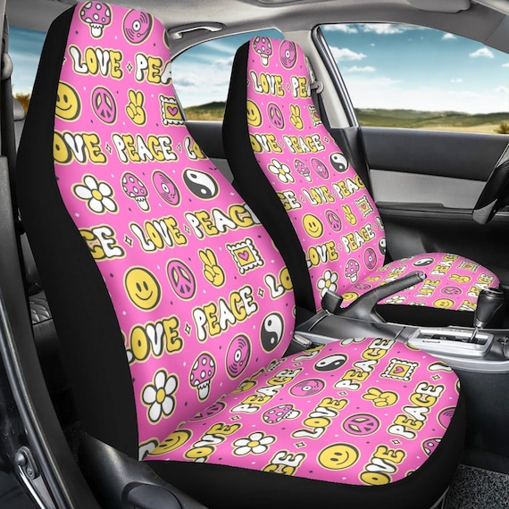 Peace & Love Free Spirit Hippie Car Seat Covers Pink 70s Car Decor, Love  Peace Kindness, Happy Face, Groovy Car Accessories, Peace Symbol -   Finland