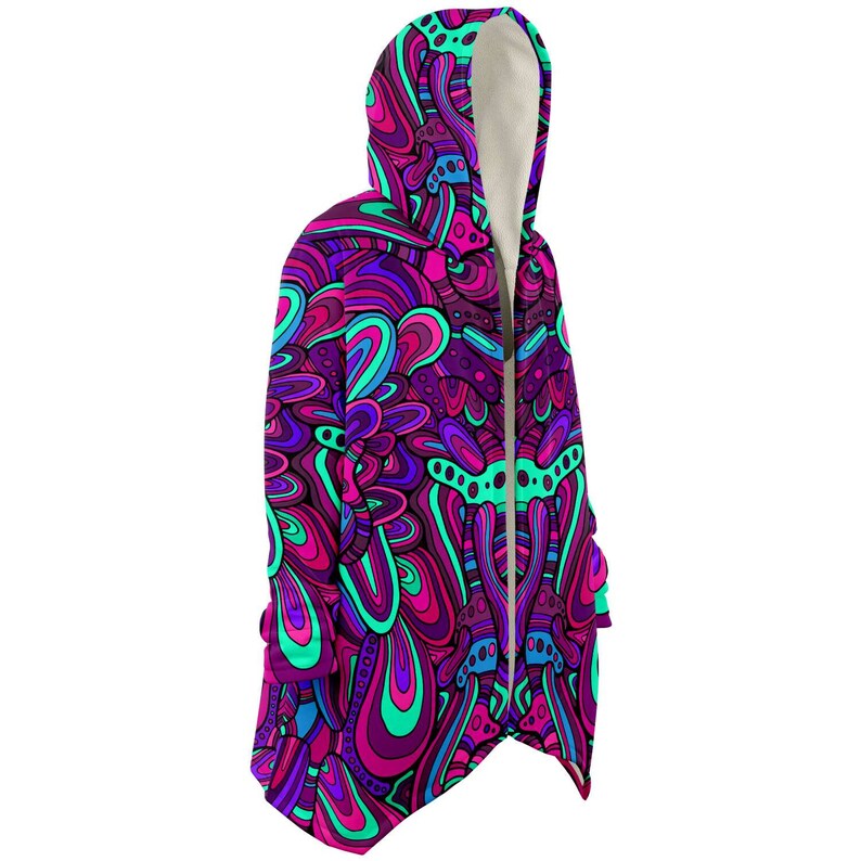 Purple Fantasy Hooded Cloak Trippy Festival Outfit - Etsy