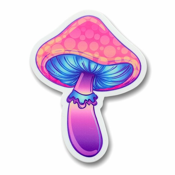 Trippy Mushroom Sticker Psychedelic Vinyl Stickers Vibrant Etsy