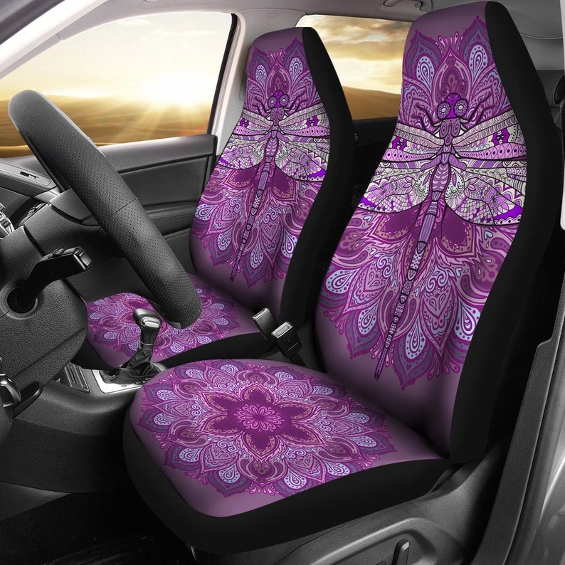 Purple Mandala Dragonfly Car Seat Covers Beautiful Mandala Etsy