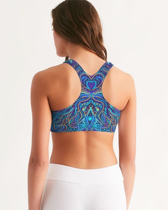 Psychedelic Blue Love Women's Seamless Sports Bra Rave Tank Top, Festival  Fashion, Trippy Activewear, Blue Crazy Design Yoga Crop Top -  Canada