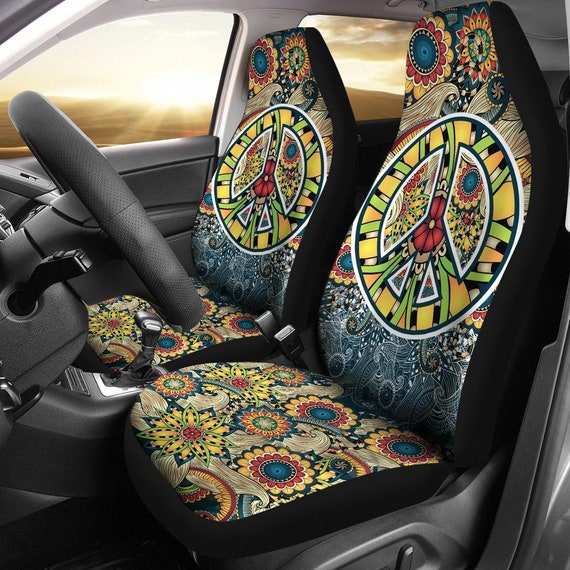 Floral Peace Symbol Car Seat Covers for Vehicle Bohemian Mandala, Hippie  Gift, Peace Sign Car Seat Protectors, Hippie Car Accessories 