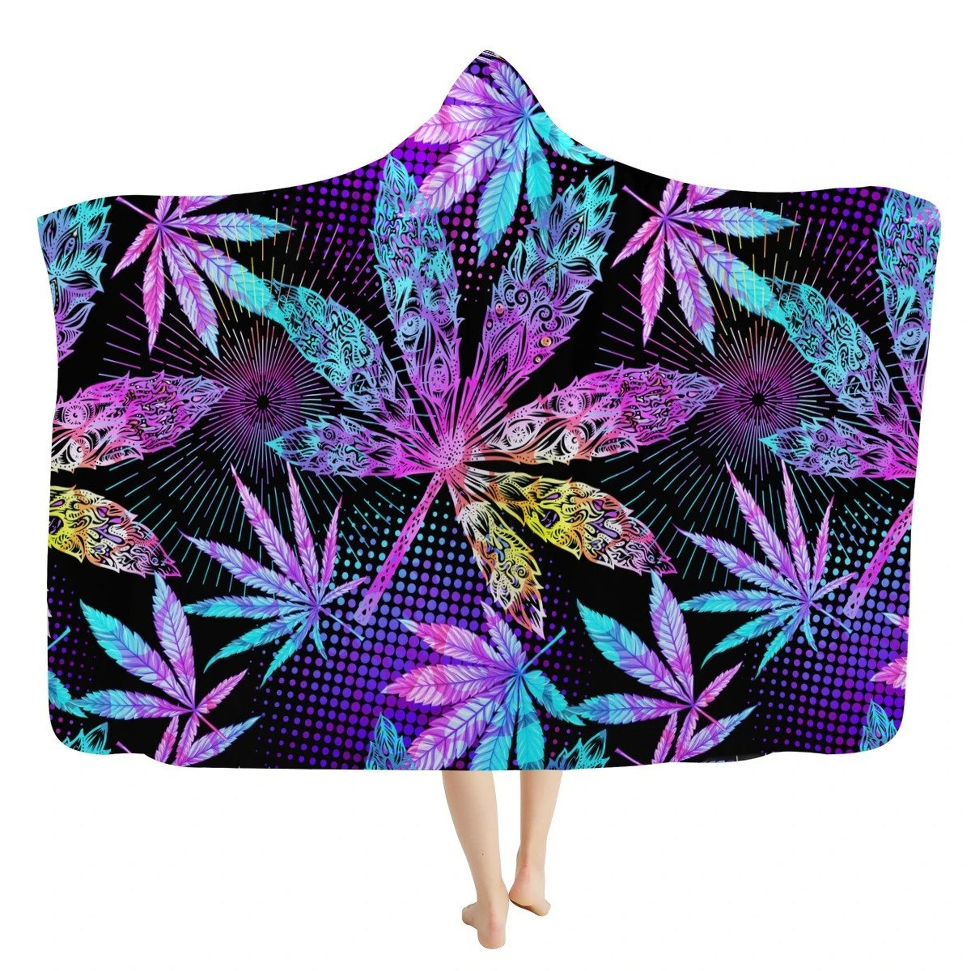 Discover Trippy Cannabis Hooded Blanket