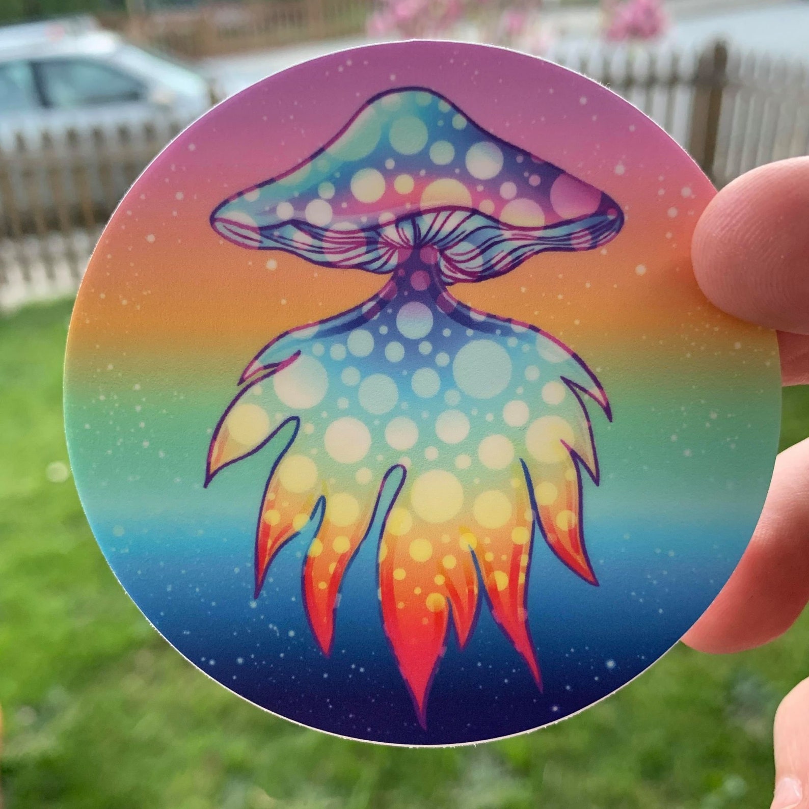 Hippie Mushroom Sticker Colorful Trippy Stickers Etsy