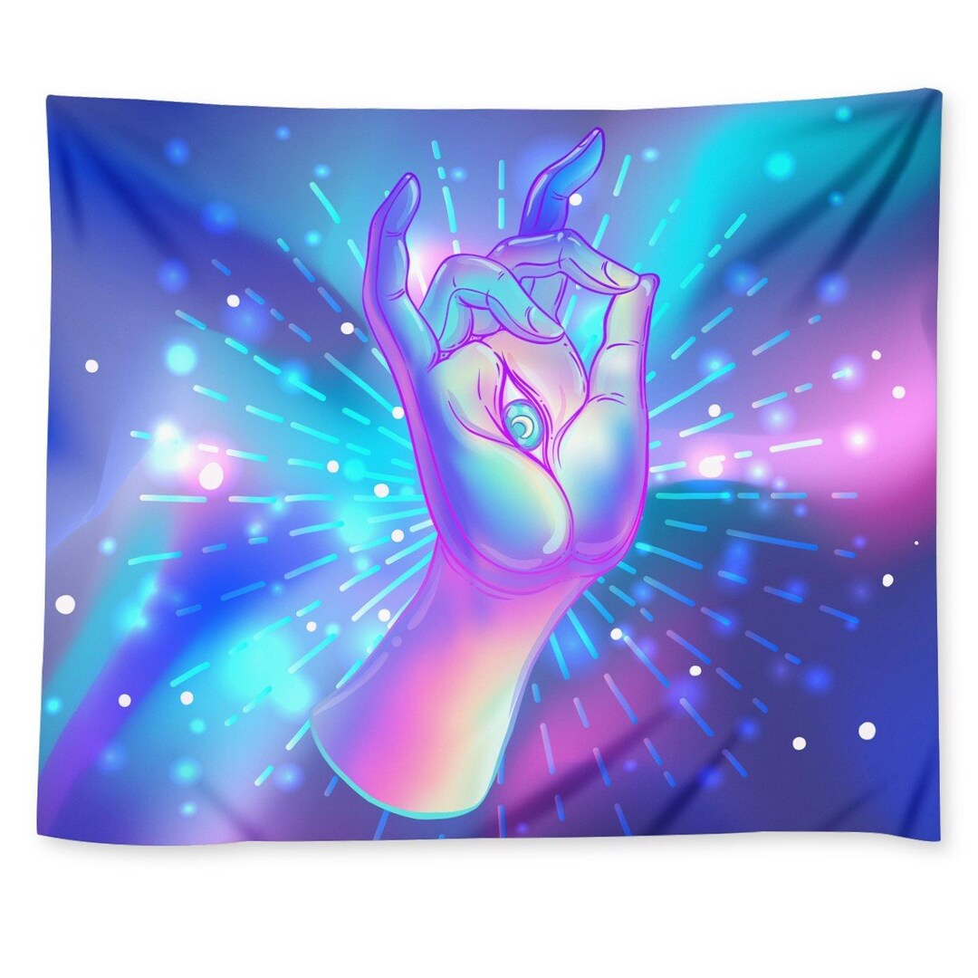 Lord Buddha Hand Mudra Wall Tapestry All Seeing Eye, Meditation ...