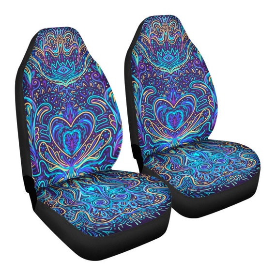 Psychedelic Blue Car Seat Covers Colorful Seat Covers, Vibrant