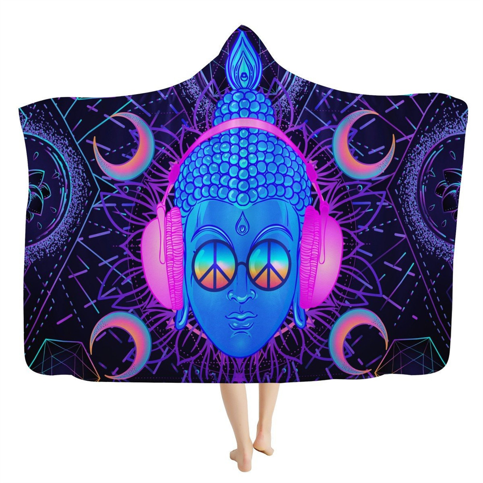 Discover Sacred Hippie Buddha Celestial Hooded Blanket