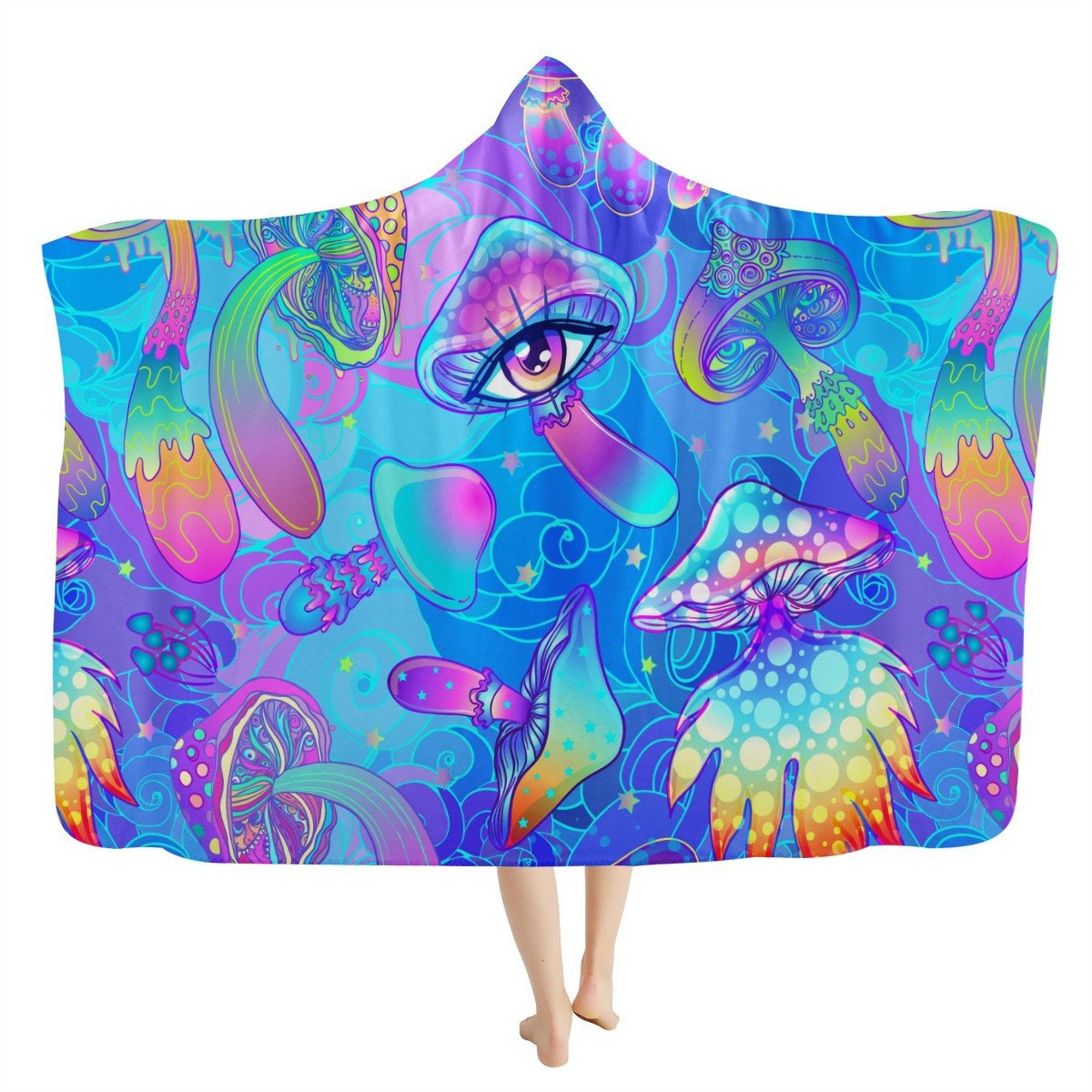 Discover All Seeing Eye Mushroom Hooded Blanket