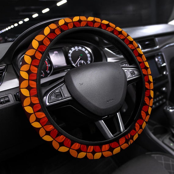 70s Retro Vibe Steering Wheel Cover Hippie Nostalgia Van