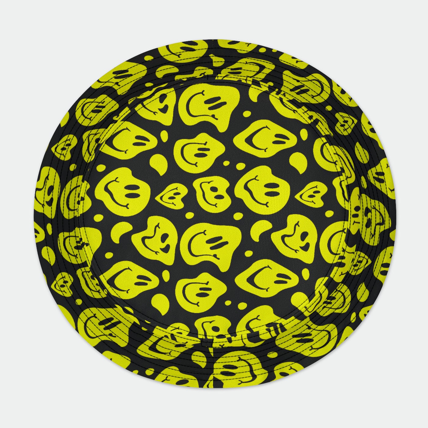 Rave Bucket Hat - Drippy Smiley Faces Bucket Hat - EDM Music Festival, Rave Outdoor Party Hat, Summer Hat, Acid House, Have A Nice Trip