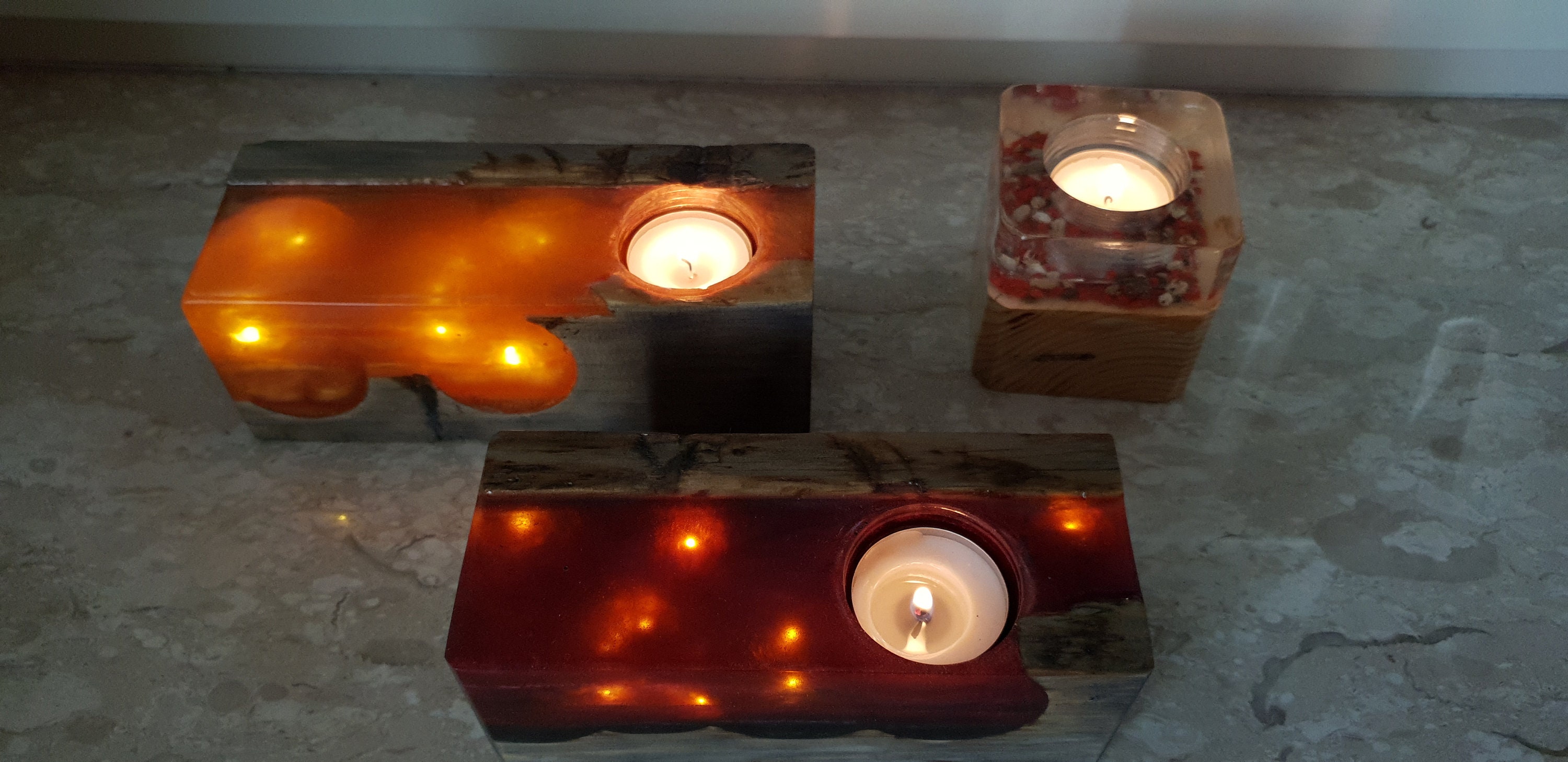 Gift gift candle holder in wood and resin resin lamp Etsy