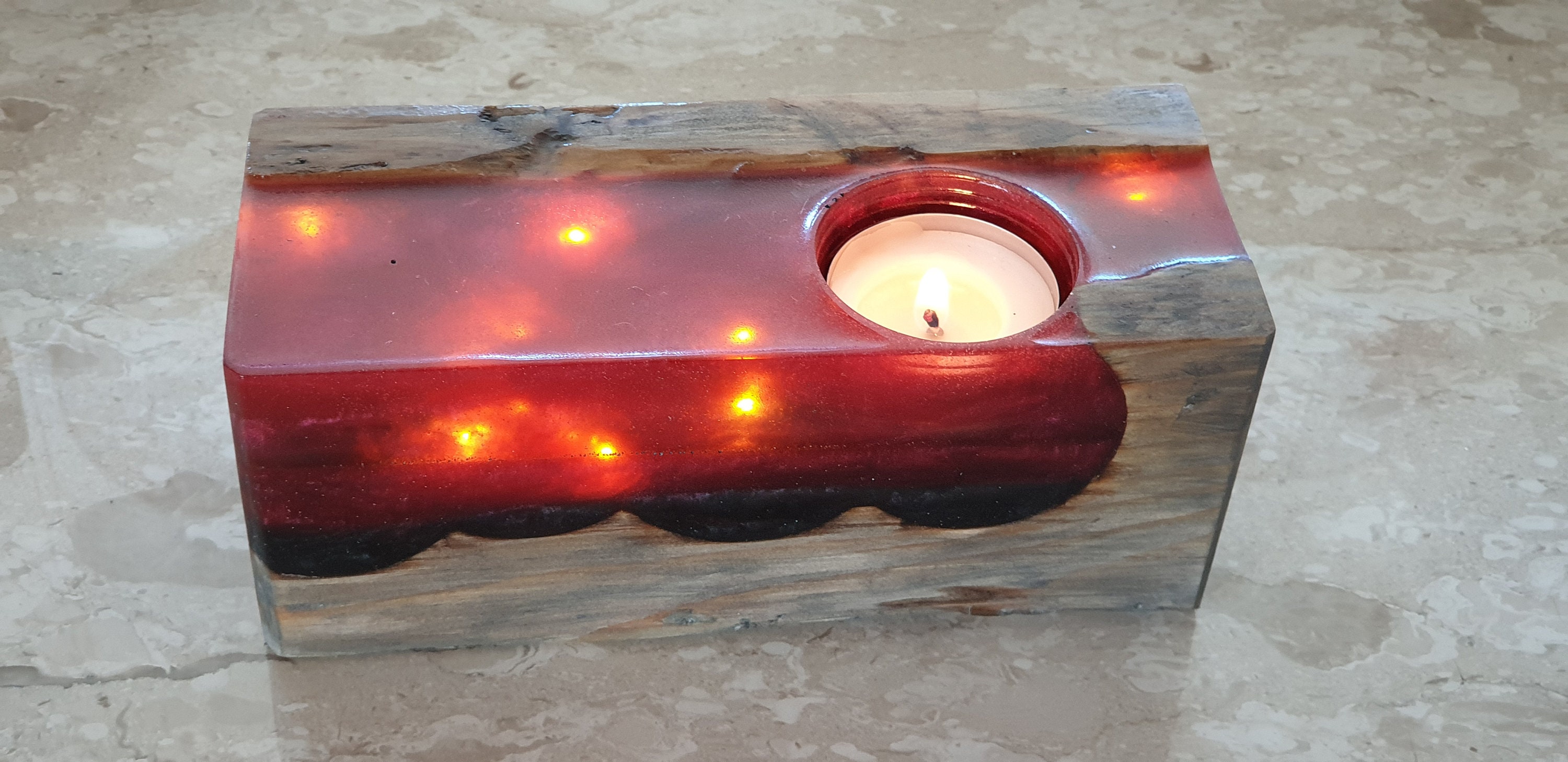 Gift gift candle holder in wood and resin resin lamp Etsy