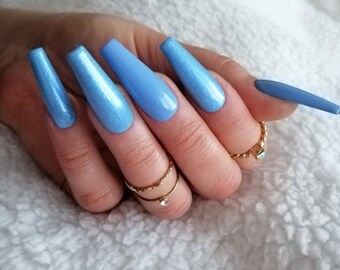 Baby Blue Nails Etsy