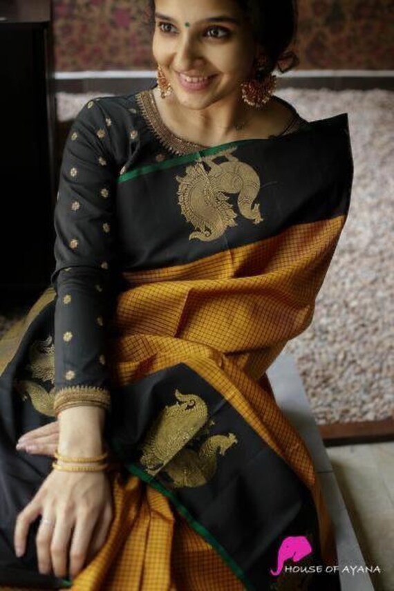 Kanjivaram Silk Saree With Pakistani Blouseindian Sareeparty - Etsy Kanjivaram Silk Saree With Pakistani Blouseindian Sareeparty - Etsy