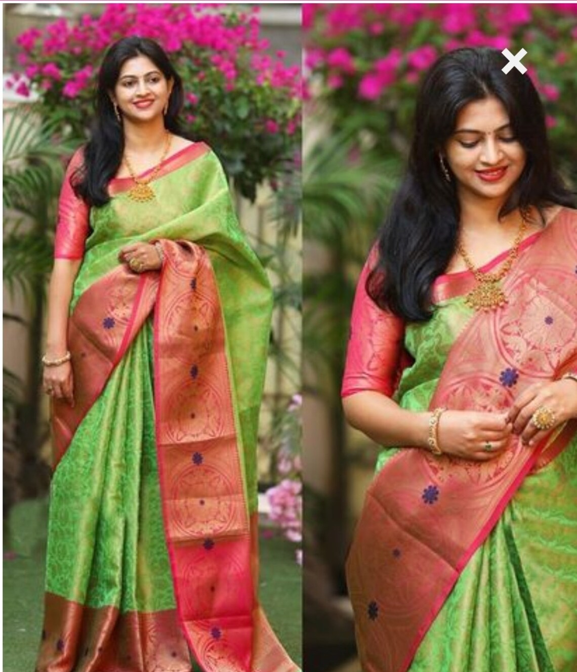 Kanchipuram silk saree with Rich pallu Indian sareeparty | Etsy