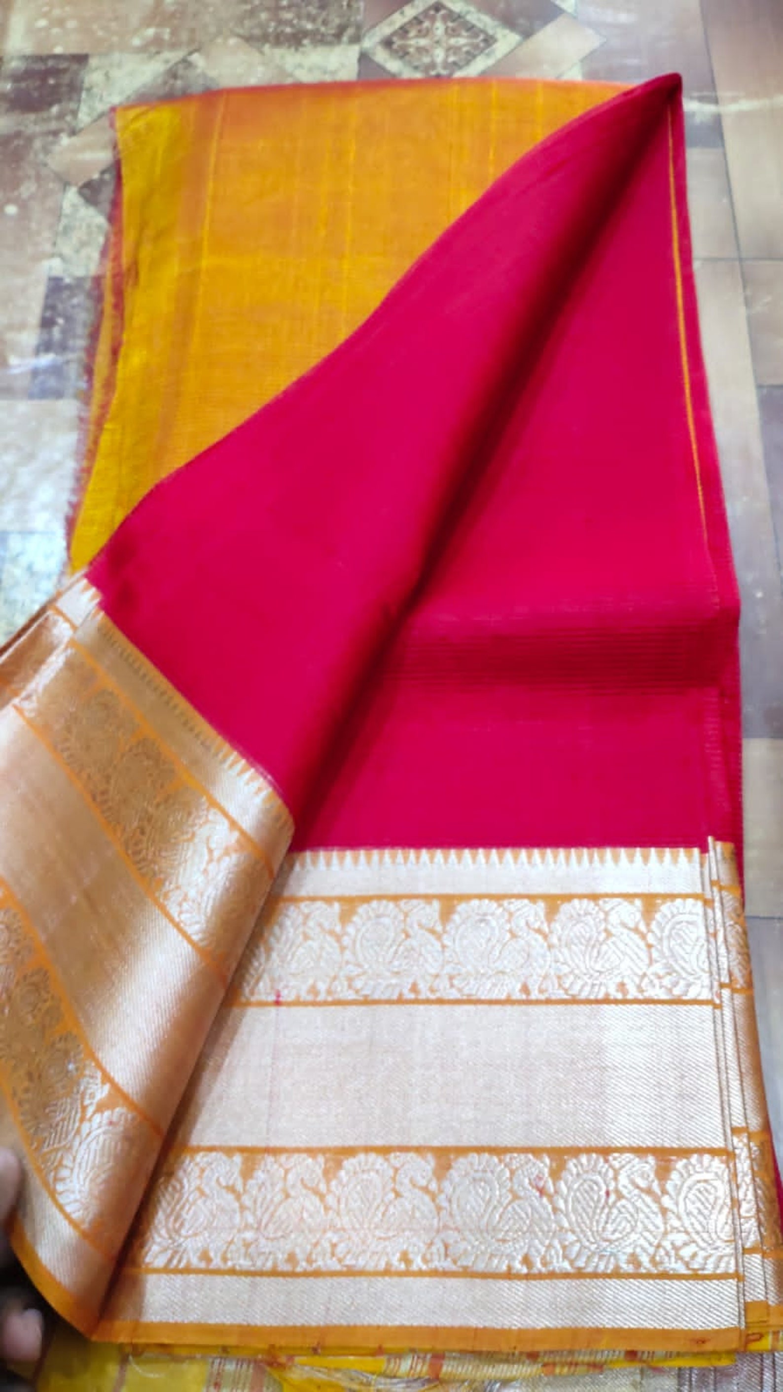 Pure Managalagiri Pattu Saree With Gold Border Extra Ordinary - Etsy