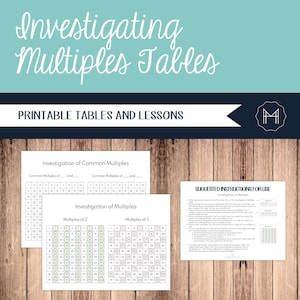 Puede incluir: Hojas de trabajo imprimibles para investigar las tablas de multiplicar. Las hojas de trabajo incluyen tablas para los múltiplos de 2 y 3, así como una sección para investigar los múltiplos comunes. Las hojas de trabajo están diseñadas para ayudar a los estudiantes a aprender sobre los múltiplos y los múltiplos comunes.