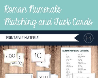 Roman Numerals Matching Activity and Task Cards