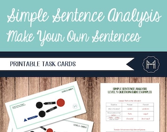 Simple Sentence Analysis Task Cards- Create Your Own Sentences