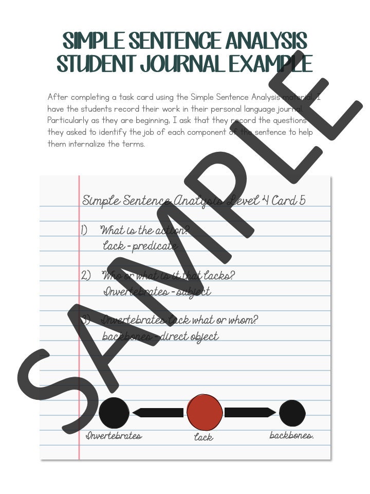 Simple Sentence Analysis Task Cards - Etsy